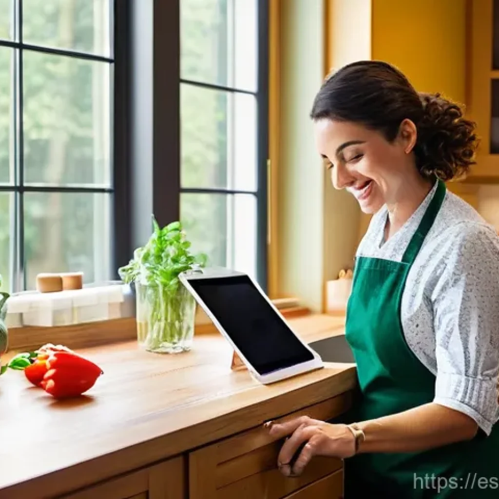 요리 기법 학습을 위한 온라인 리소스 - **Prompt 1: A joyful home chef mastering a new recipe.**
A cheerful, diverse woman in her late 2...