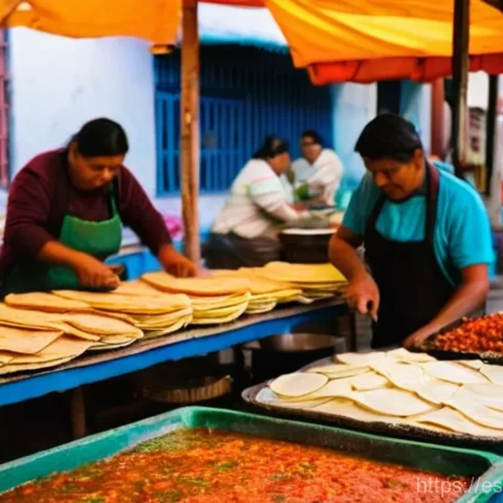 요리 기법 여행의 설계와 준비 과정 - **Prompt:** "A vibrant, bustling street food market scene at dusk in Oaxaca, Mexico. The air is thic...