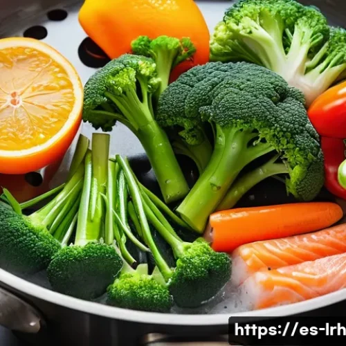 Home 31 요리 기법과 건강식의 접목 - A vibrant, close-up image of a colorful assortment of fresh, seasonal vegetables being steamed in a ...